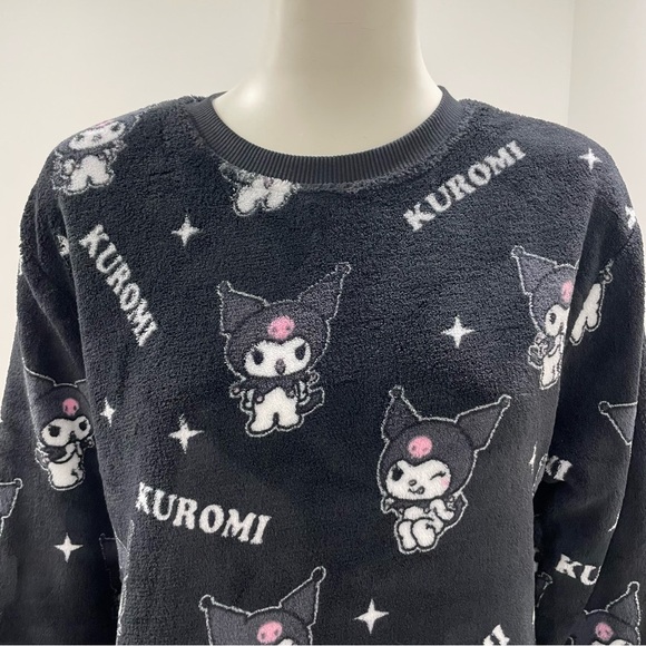 KUROMI by Sanrio Plush Cozy Crewneck Top All Over Print Size M - Picture 12 of 16